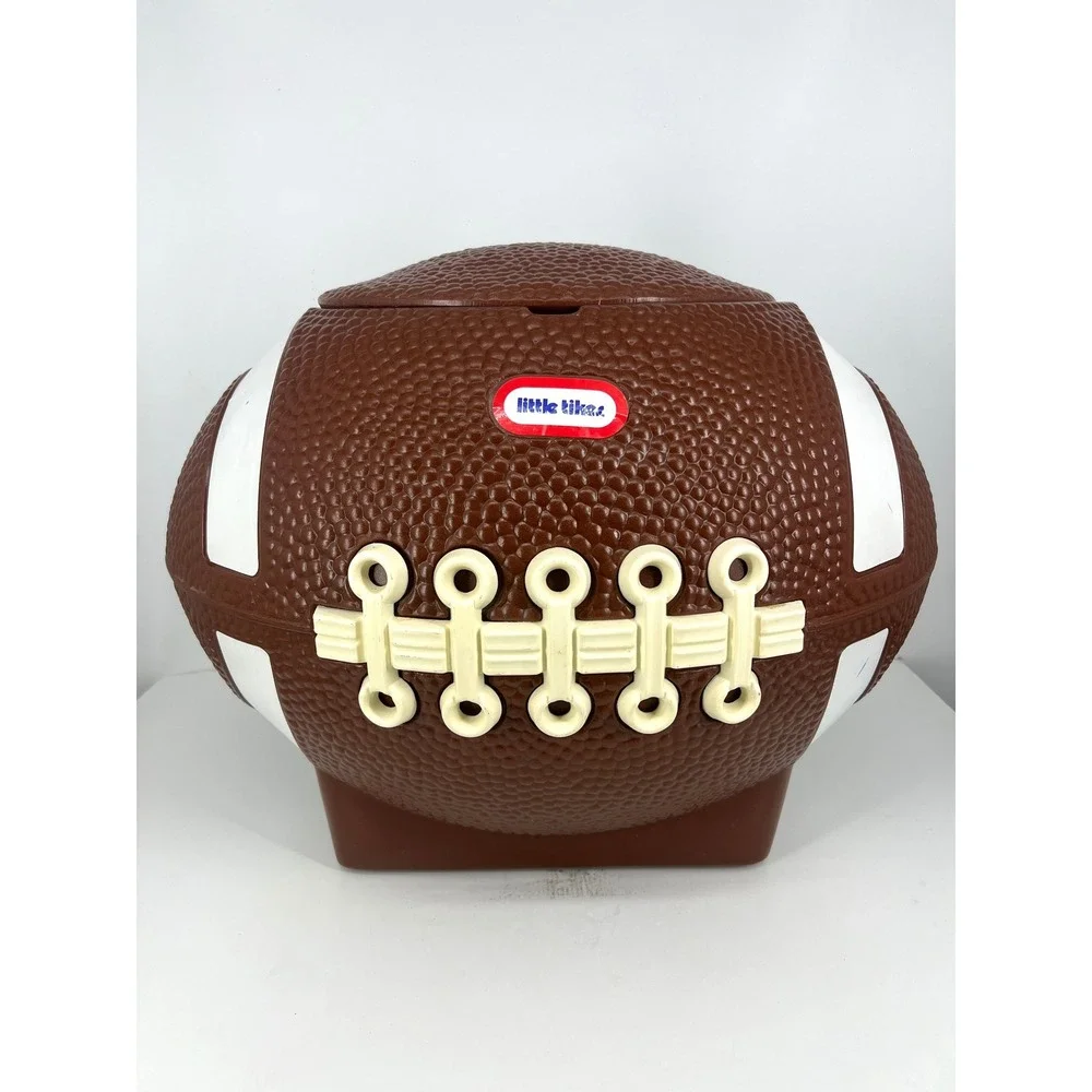 Little Tikes Football Toy Chest Storage Bin Brown Vintage Sports Kids Playroom